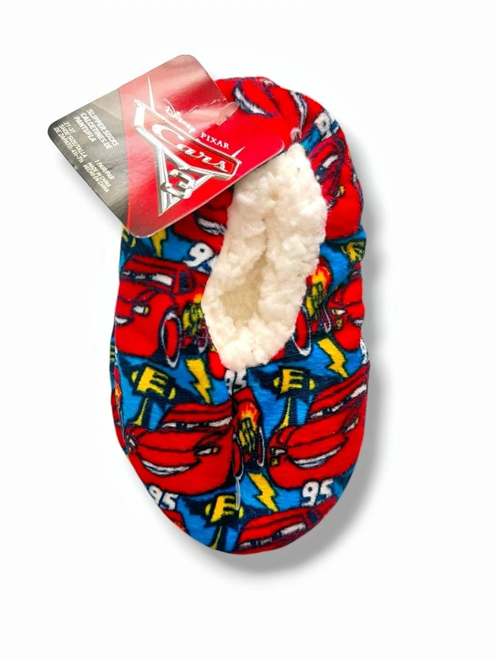 Disney Pixar NWT Cars Lightning McQueen Slipper Socks Toddler 2T-3T Cozy Sherpa